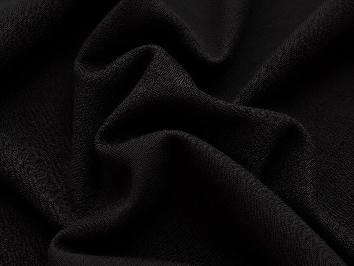 Close-up of soft black combed cotton single jersey